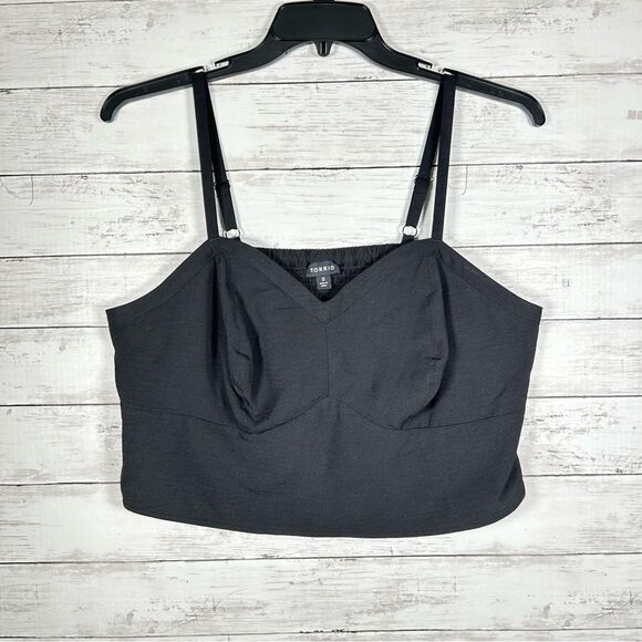 Torrid Cropped Bustier Bralette Black Gathered Back 0/ 12 - Picture 4 of 9